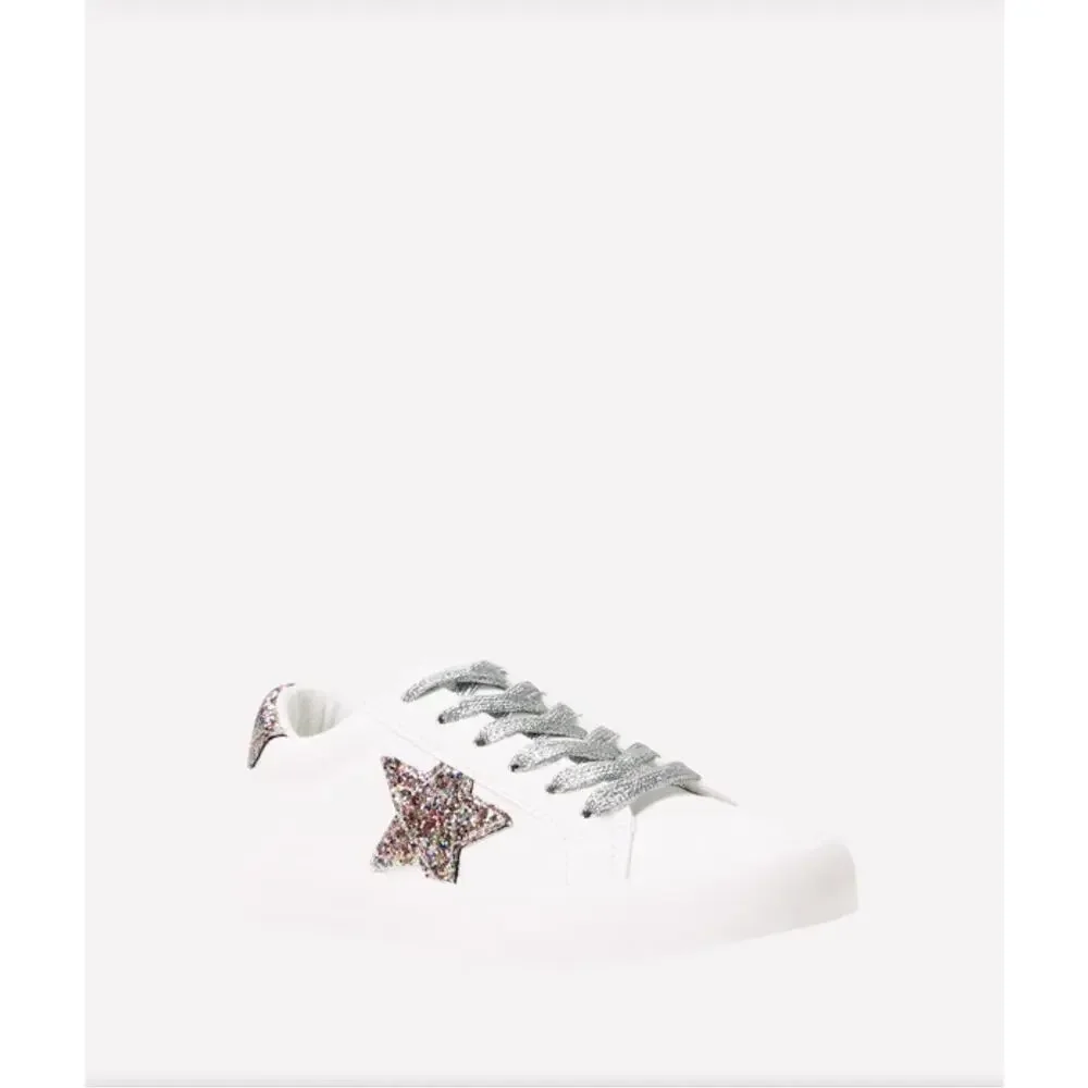 FabKids White Glitter Star Sneakers Girls Size 1
